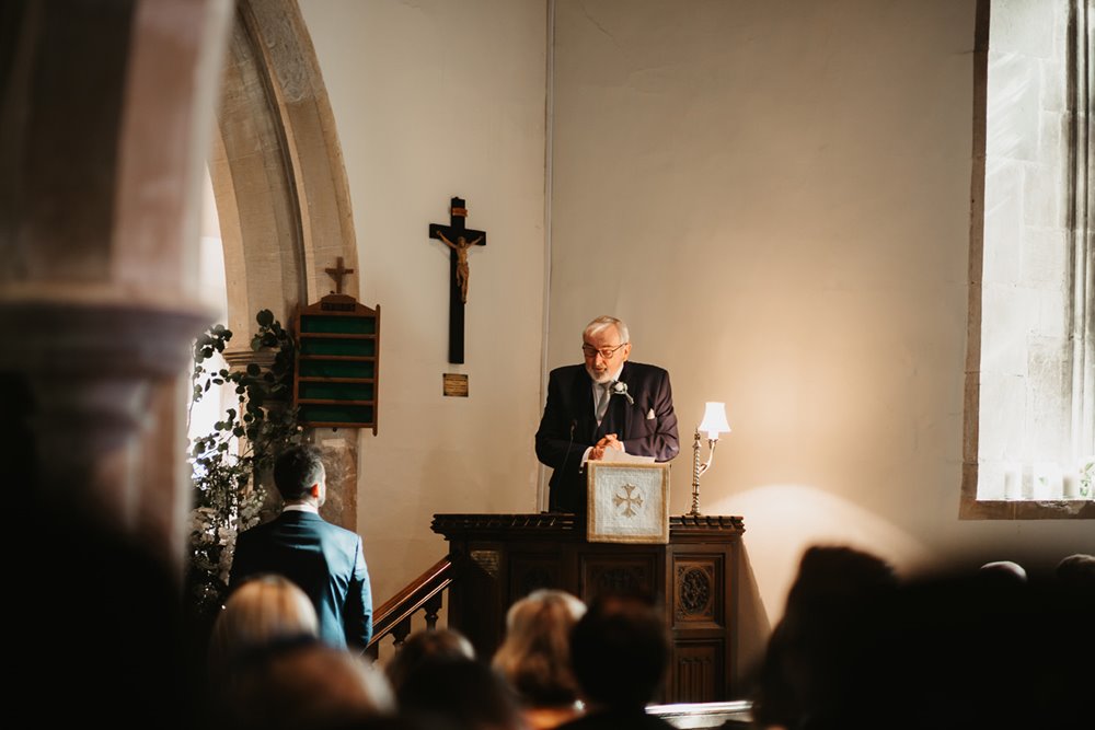 Readings by family as part of wedding service in elmore church