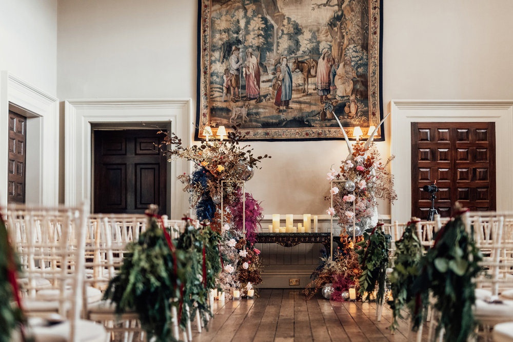 Post Christmas party wedding in black tie