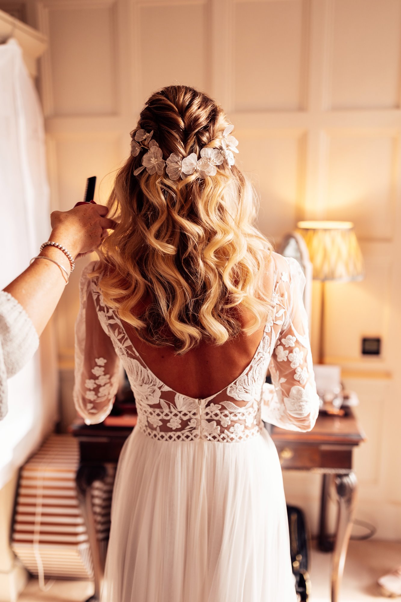 boho wedding dress in french lace