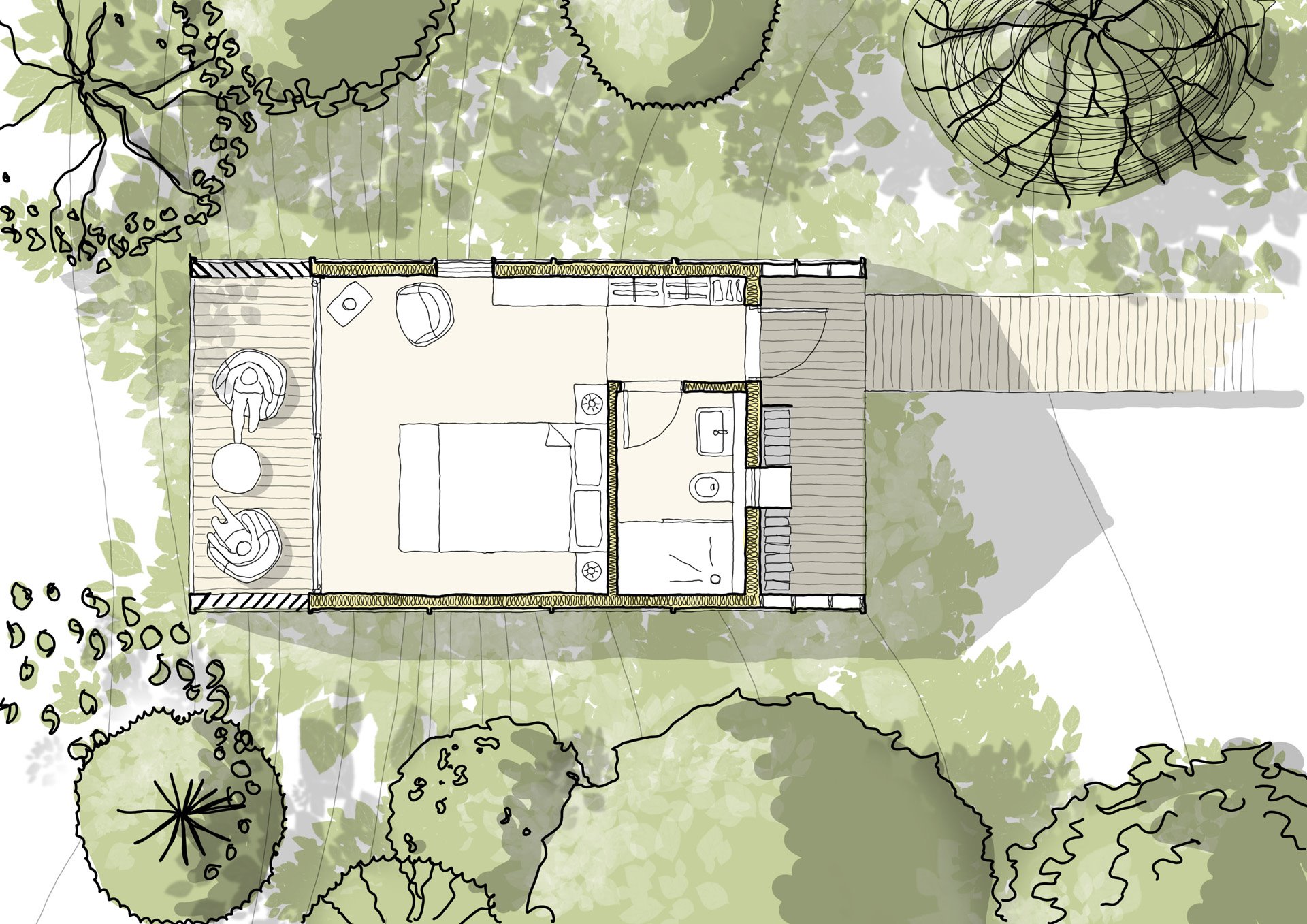 Treehouse plans for rewilding project and wild camping at Elmore Court in Gloucestershire UK