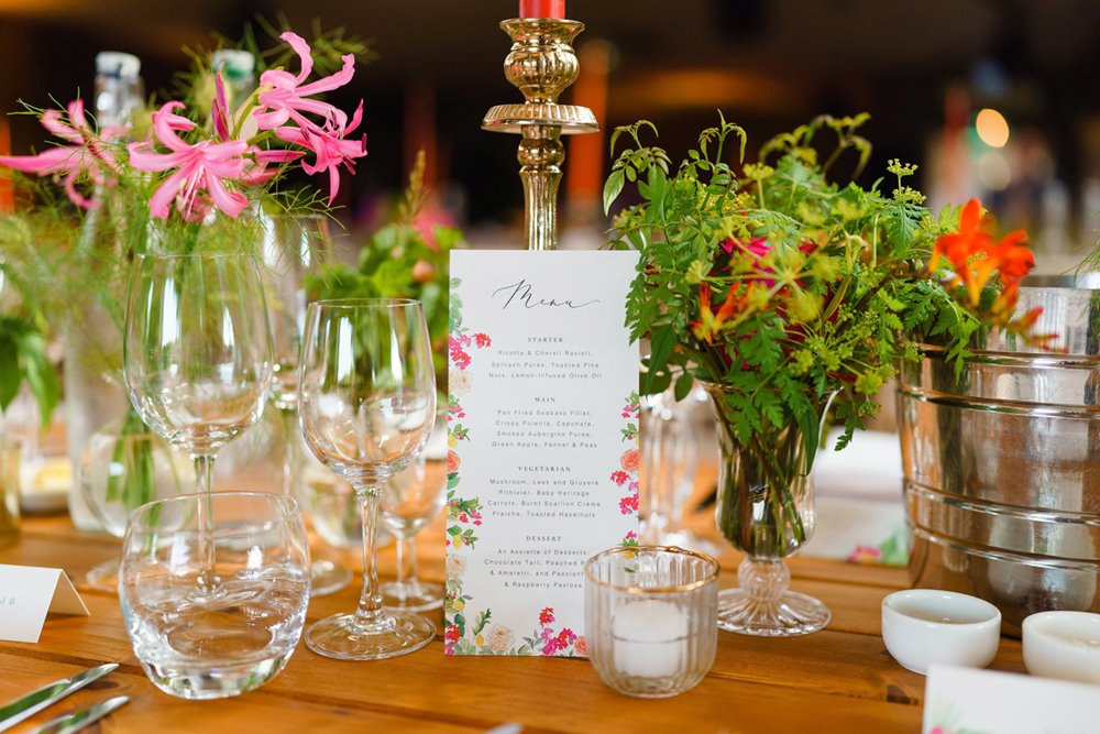 Pink orange and greenery wedding theme for a fun party summer wedding