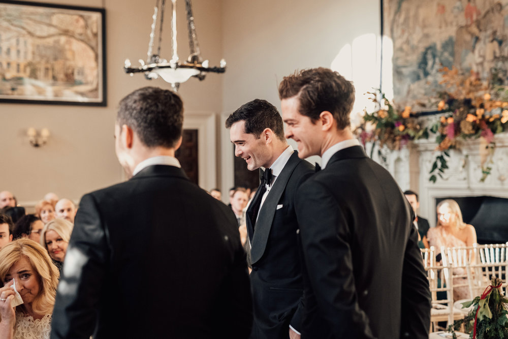 Post Christmas party wedding in black tie