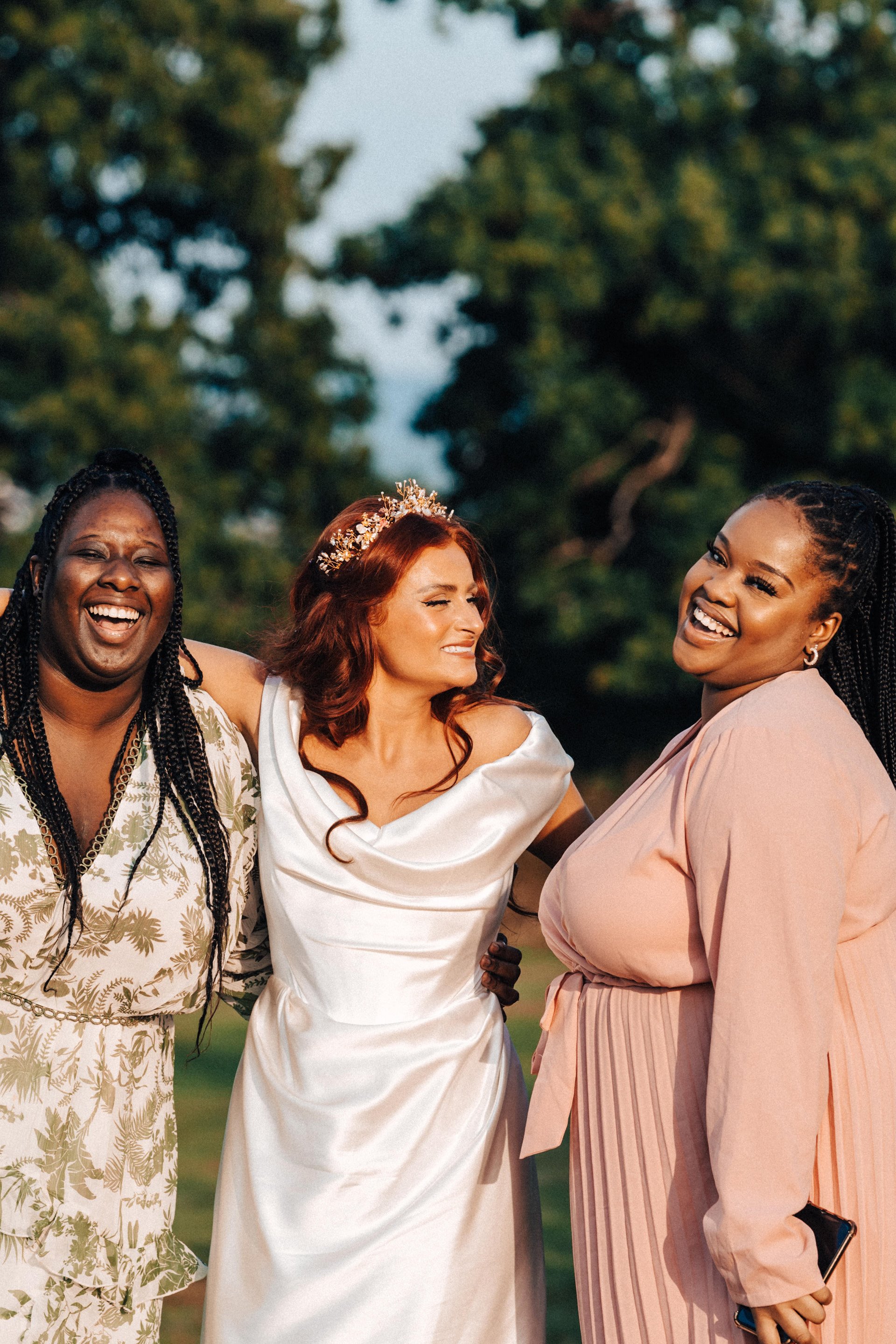 Bride Jasmine from the Voice smiling with her wedding guests