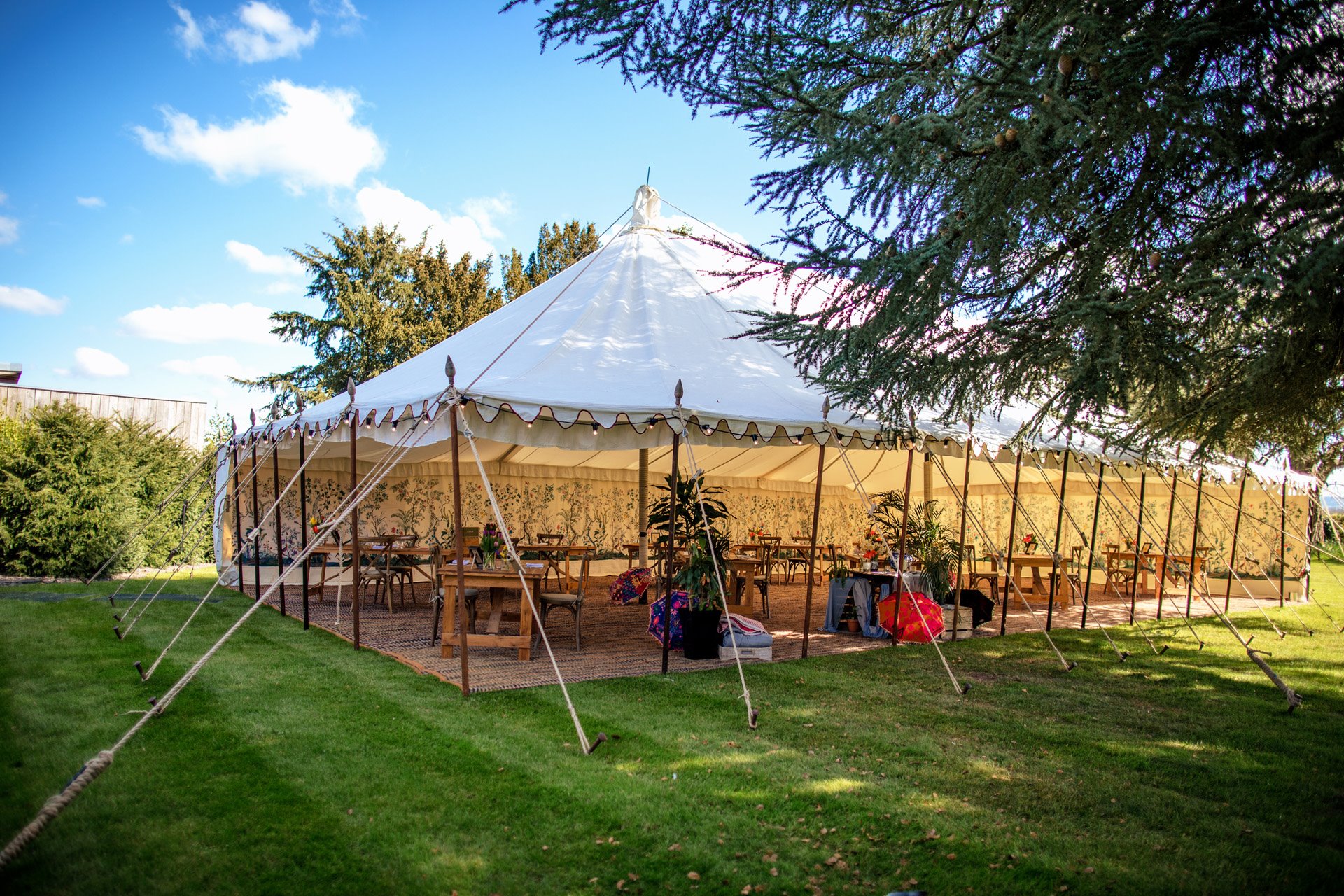 Alfresco dining under canvas for wedding tastings of the best wedding food in the UK