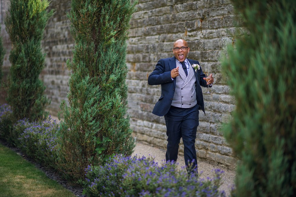 Happy groom gay wedding