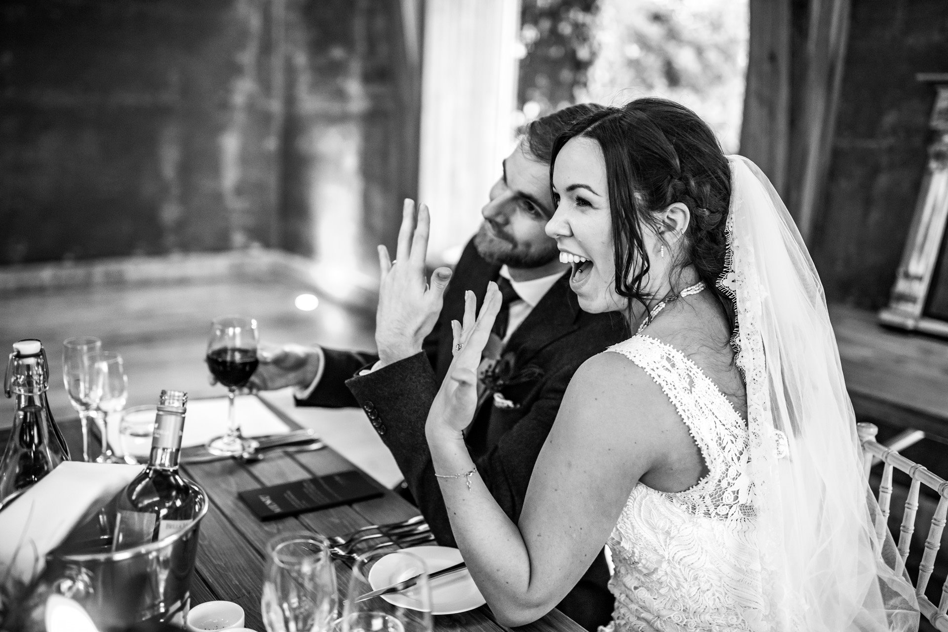 Newlywed bride and groom show off rings on first day of weekend long wedding