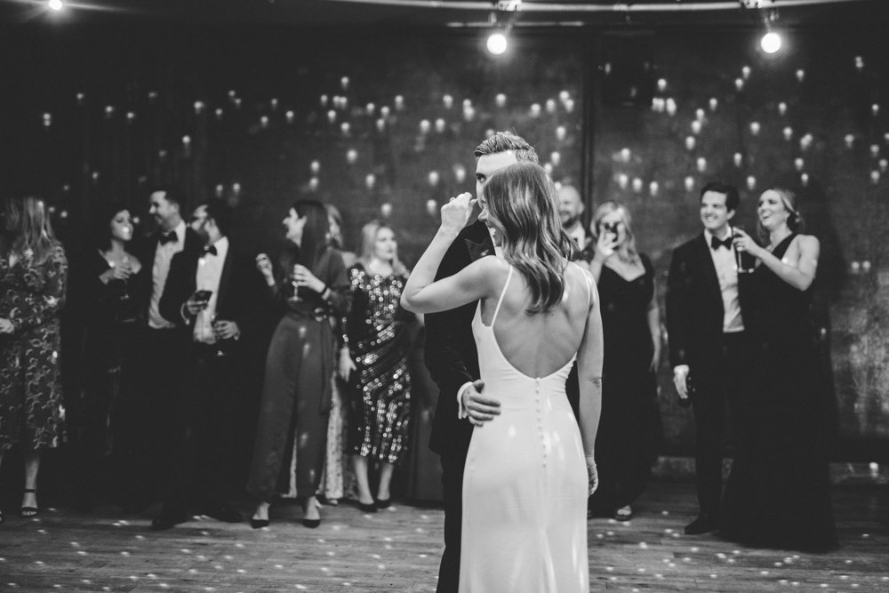 Post Christmas party wedding in black tie