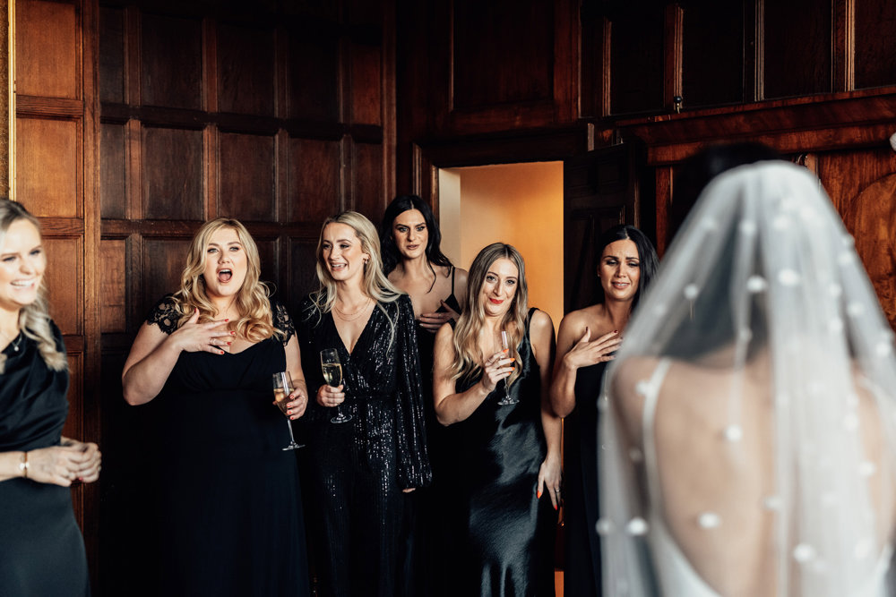 Post Christmas party wedding in black tie